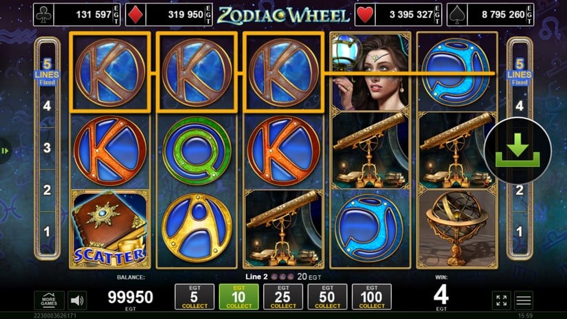 Zodiac Wheel slot screen 2
