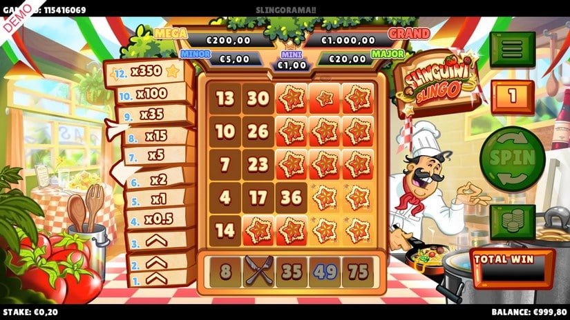 Slinguini Slingo slot screen 4