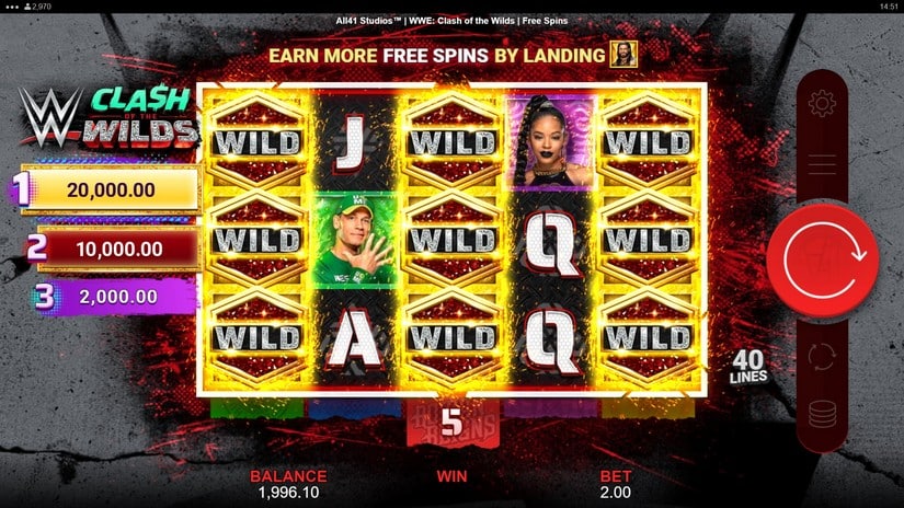WWE Clash of the Wilds slot screen 6