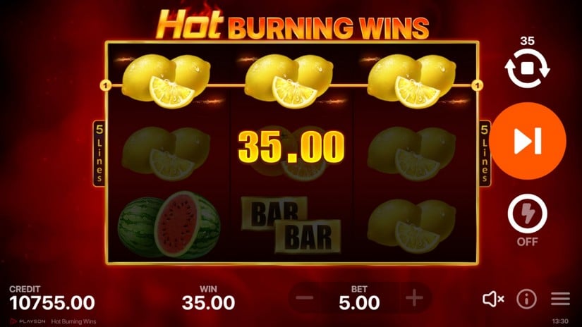 Hot Burning Wins slot screen 3