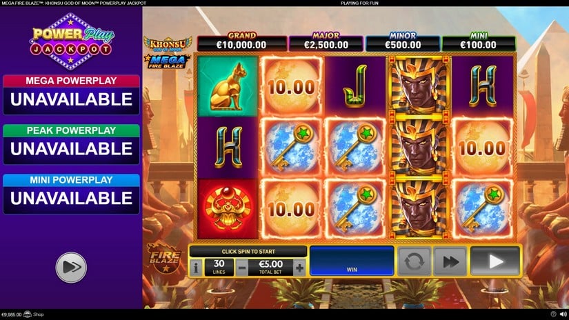 Mega Fire Blaze: Khonsu God of Moon Powerplay Jackpot slot screen 2