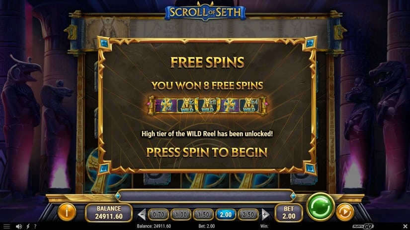 Scroll of Seth slot screen 3