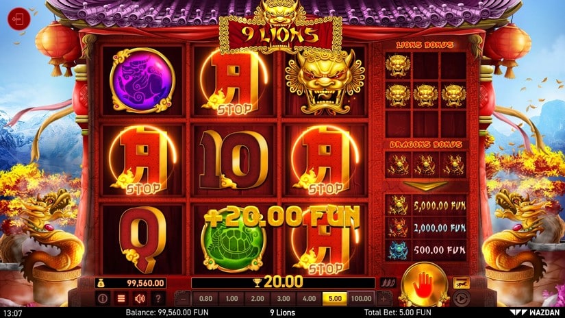 9 Lions slot screen 4