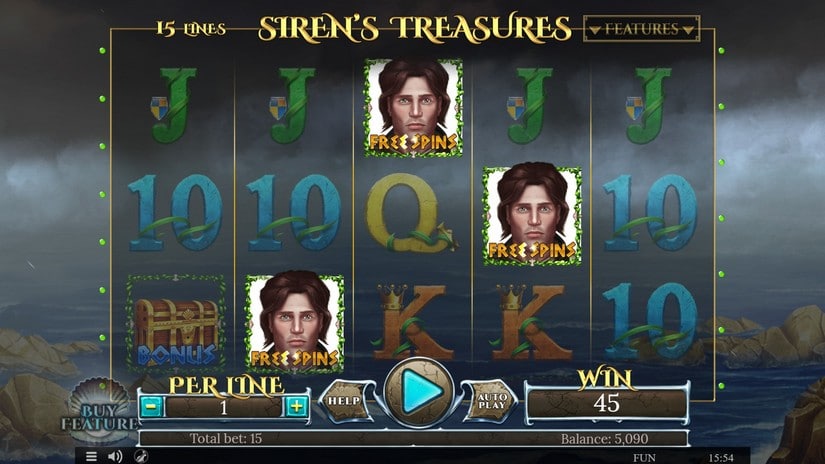 Sirens Treasures 15 Lines Edition slot screen 4