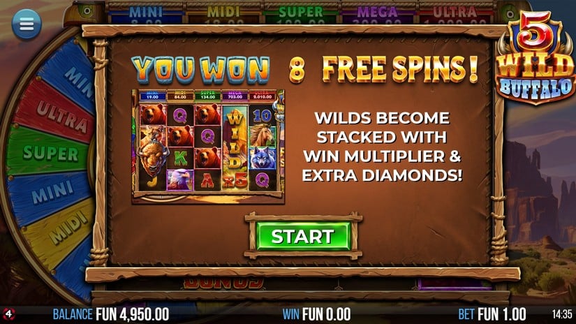 5 Wild Buffalo slot screen 3