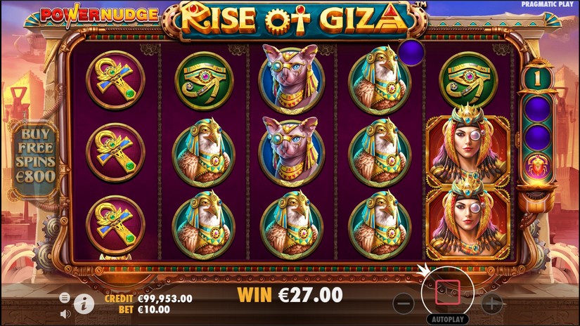 Rise of Giza PowerNudge slot screen 2