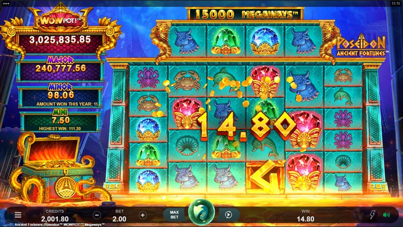 Ancient Fortunes Poseidon WowPot Megaways slot screen 2