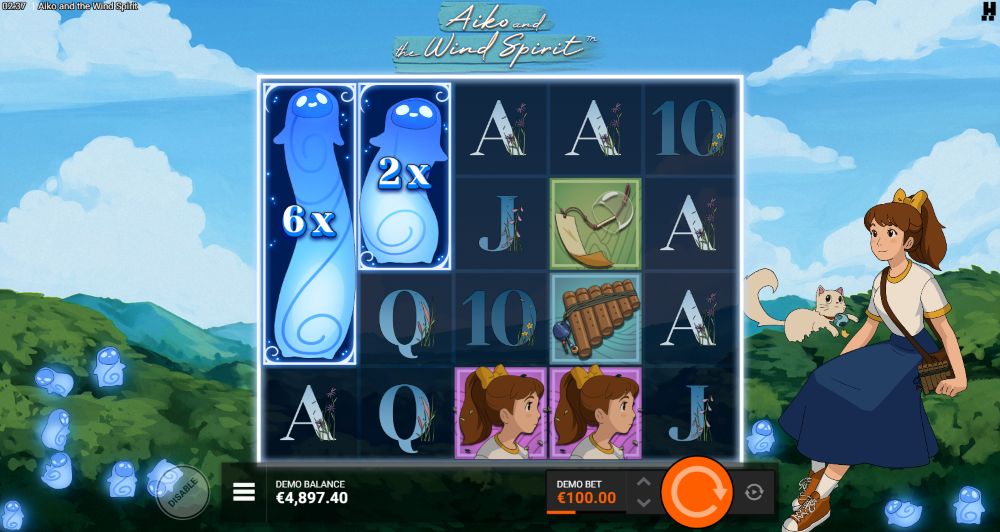 Aiko and the Wind Spirit slot features