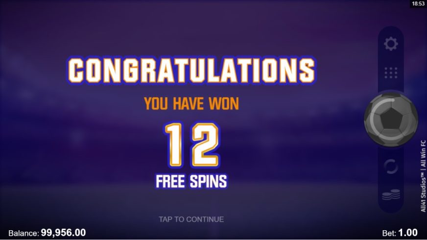 All Win FC slot screen 3