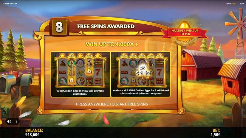 Golden Gallina slot screen 5