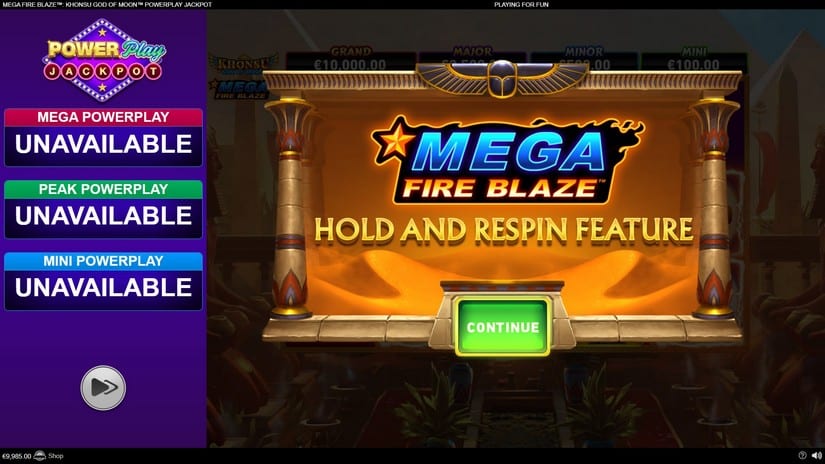Mega Fire Blaze: Khonsu God of Moon Powerplay Jackpot slot screen 3