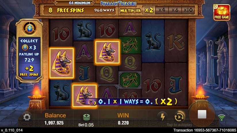 Pharaoh Treasure slot screen 4