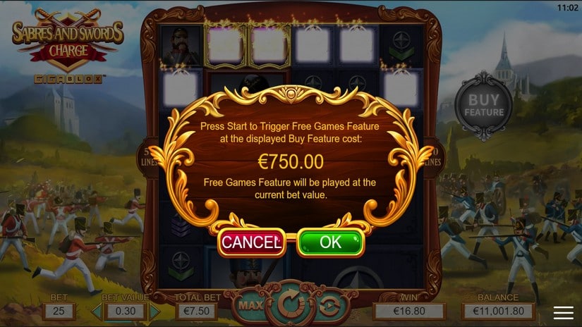 Swords and Sabres: Charge Gigablox slot screen 3