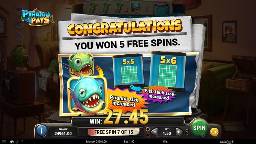 Piranha Pays slot screen 6