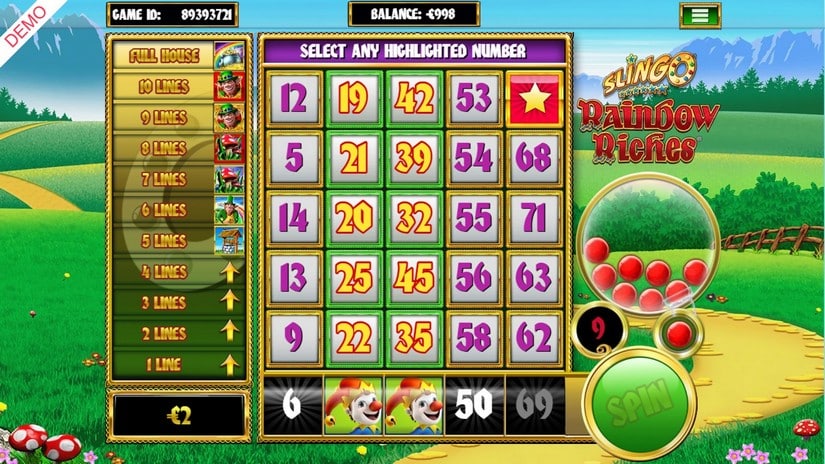 Slingo Rainbow Riches slot screen 2