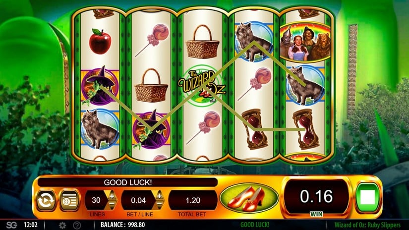 Wizard of OZ Ruby Slippers slot screen 2