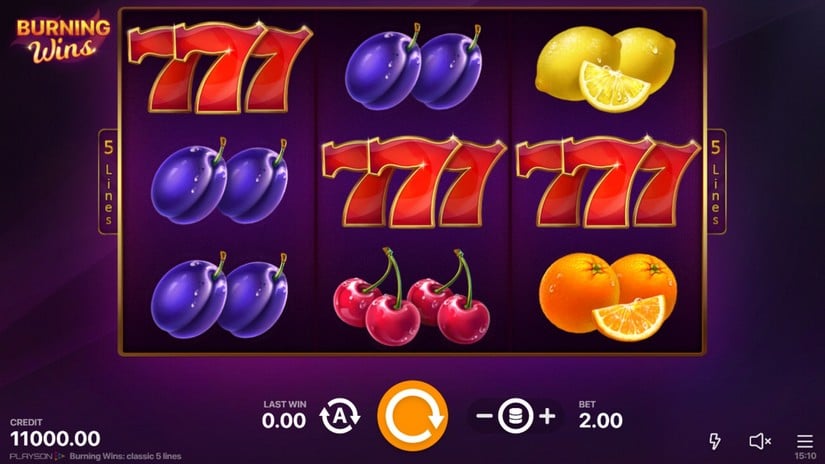 Burning Wins: classic 5 lines slot screen 1
