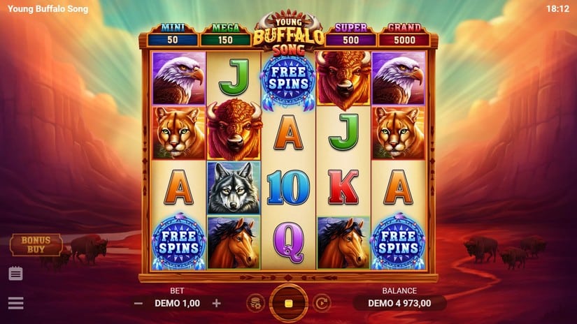 Young Buffalo Song slot screen 2