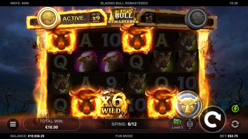 Blazing Bull Remastered slot screen 4