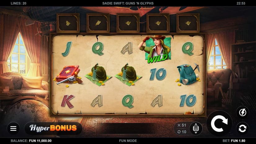 Sadie Swift: Guns’n Glyphs slot screen 1