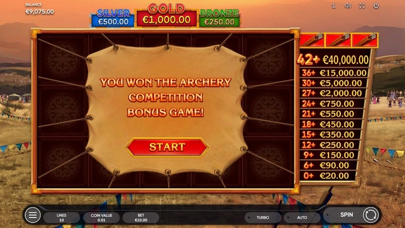 Mongol Treasures 2 Archery Competition slot screen 3