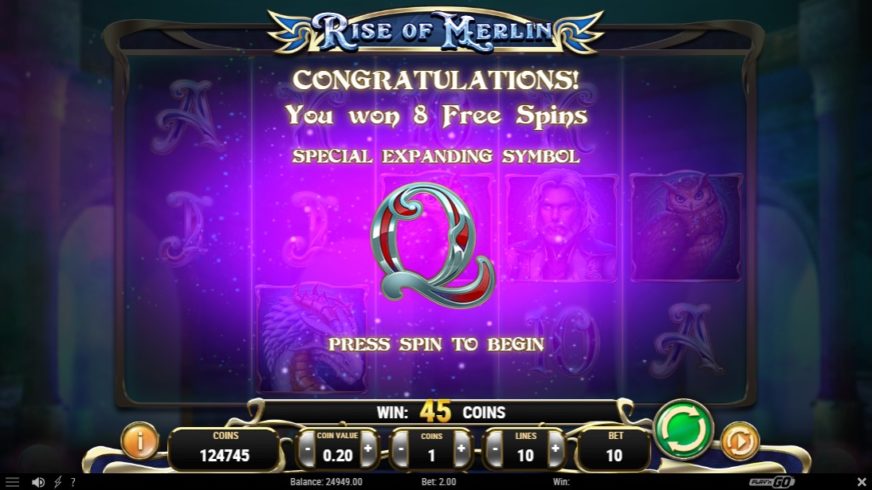 Rise of Merlin slot screen 3