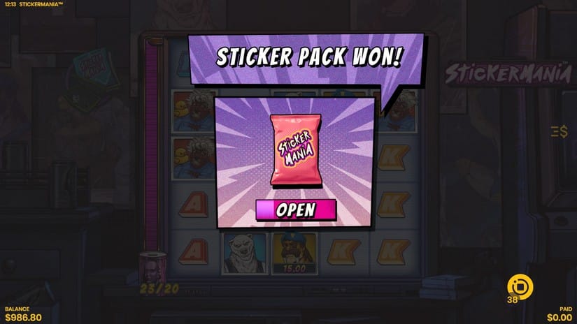 Stickermania slot screen 4