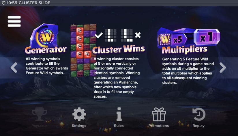 Cluster Slide slot screen 5