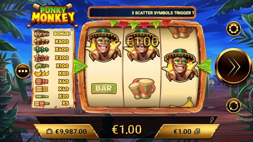 Punky Monkey slot screen 2