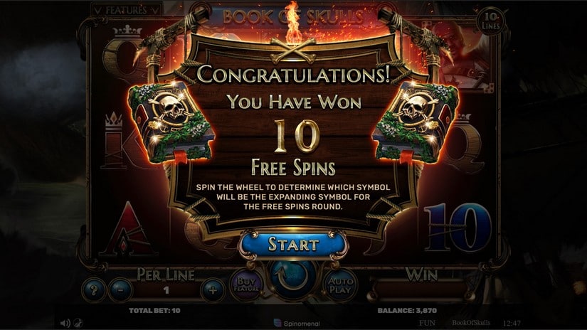 Book of Skulls slot screen 3