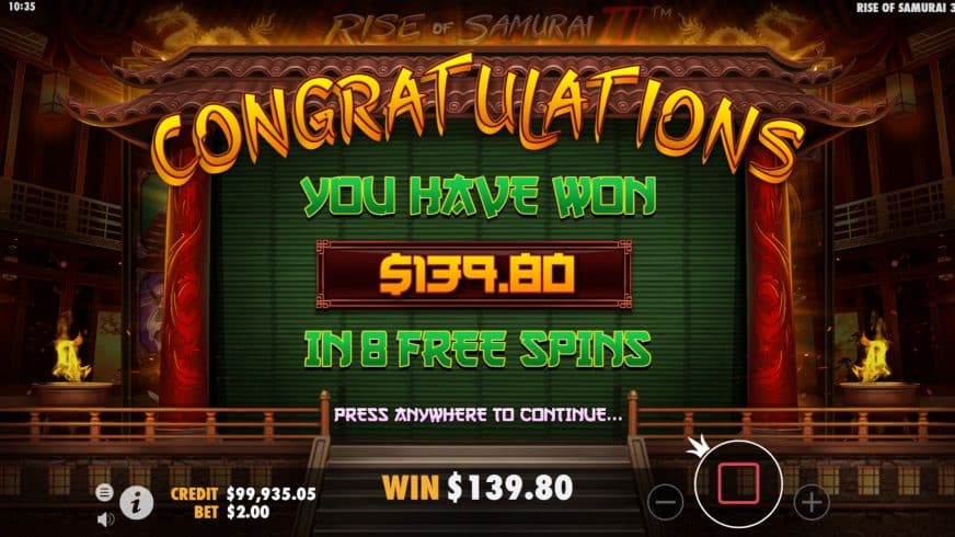 Rise of Samurai III slot screen 7