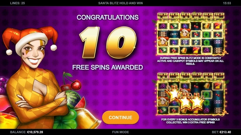 Santa Blitz Hold’n’Win slot screen 2