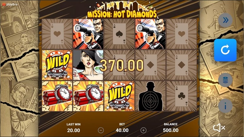 Mission: Hot diamond`s slot screen 2