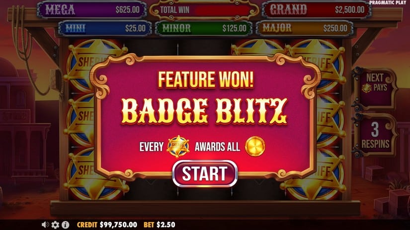 Badge Blitz slot screen 3