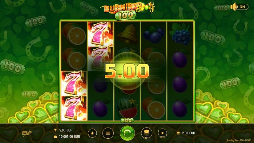 Burning Slots 100 slot screen 2