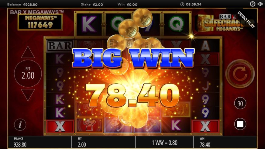 Bar-X Safecracker Megaways slot screen 2