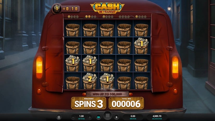 Cash in Transit slot screen 3