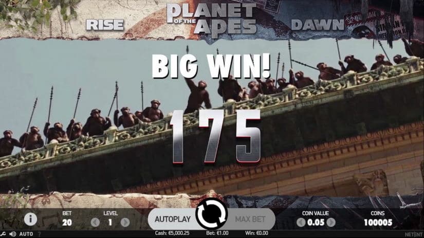 Planet of the Apes slot screen 2