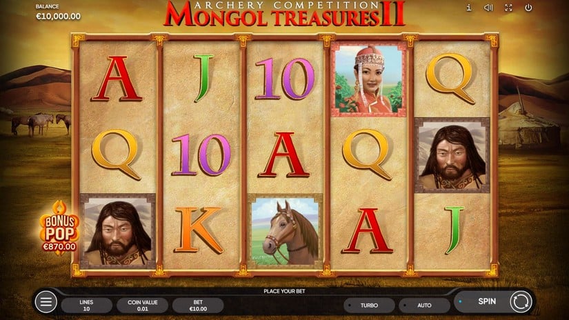 Mongol Treasures 2 Archery Competition slot screen 1
