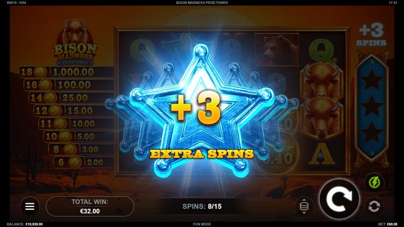 Bison Madness PrizeTower slot screen 5