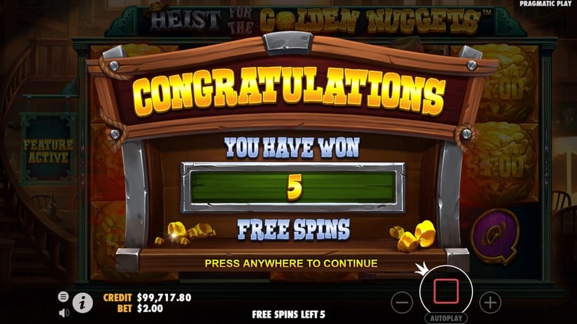 Heist for the Golden Nuggets slot screen 3