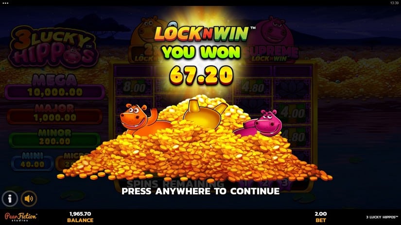 3 Lucky Hippos slot screen 4