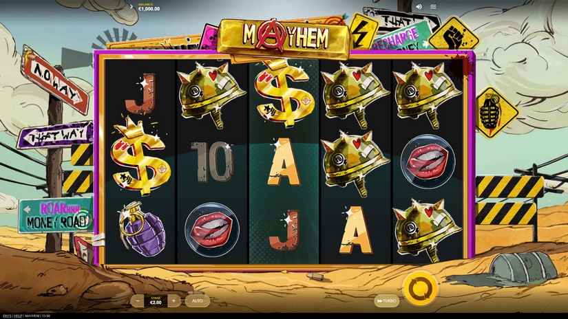 Mayhem slot screen 1
