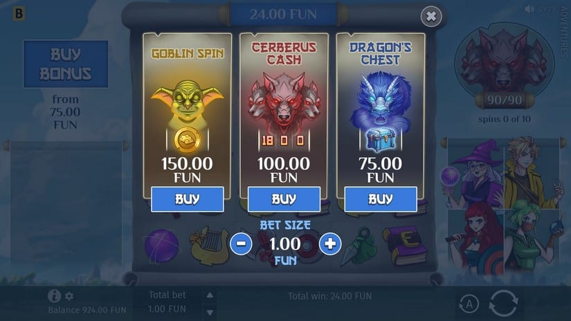 Adventures slot screen 2