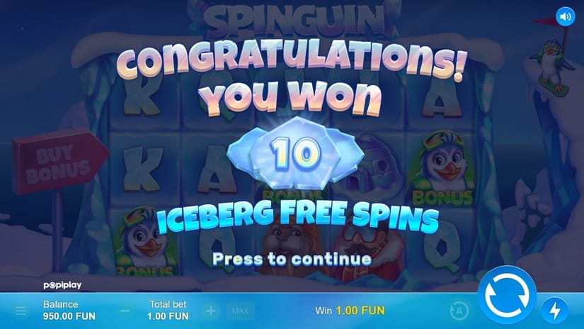 Spinguin slot screen 3