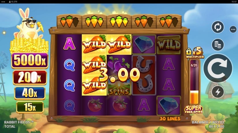 Rabbit Fields slot screen 1