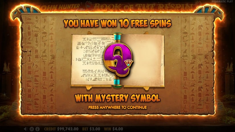 John Hunter and the Book of Tut Respin slot screen 6