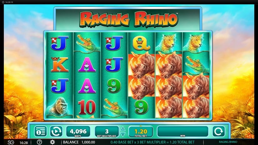 Raging Rhino slot screen 1