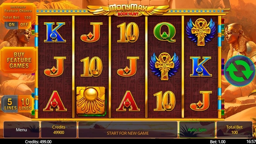 MonyMax Book Hunt slot screen 1