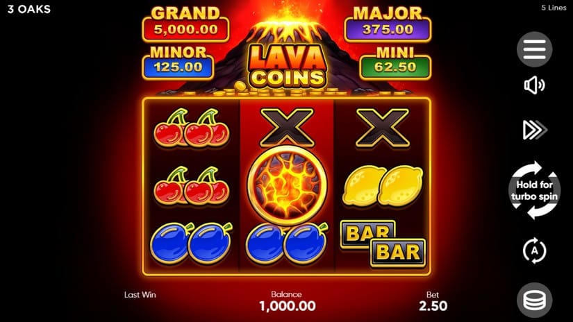 Lava Coins slot screen 1